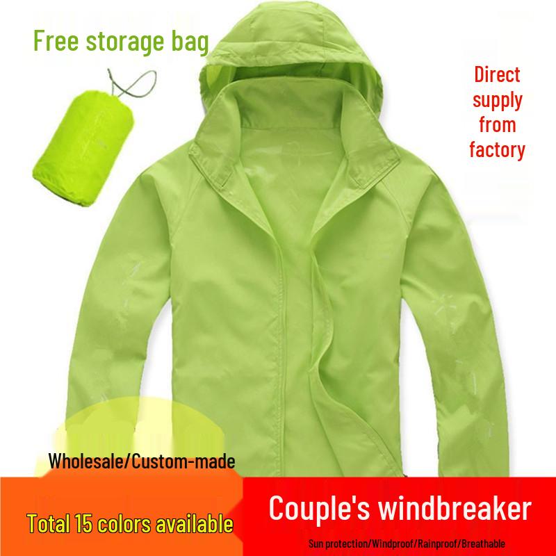 

Custom Plus Size Lightweight Waterproof Windbreaker for Men & Women - Quick Dry Sunscreen Jacket XXXL