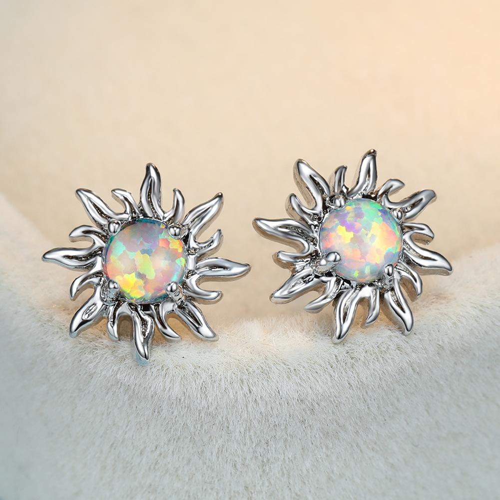 

Персонализированные платиново-синие и белые серьги-подсолнухи для женского темперамента, универсальные серьги