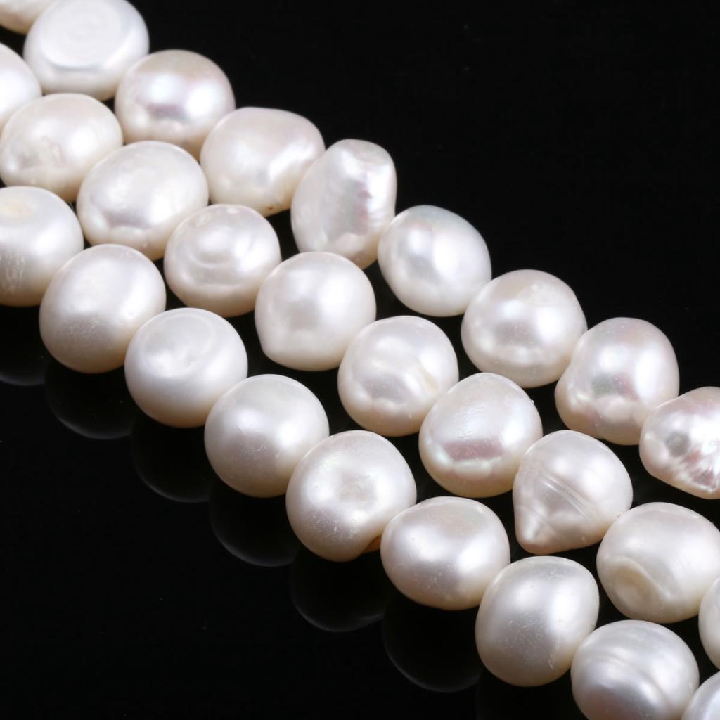 1String, White Natural Freshwater Pearls, Potato Shape Pearl Beads, 11–12 Mm, for DIY Necklace Accessories, Jewelry Making Valentine's Day Gifts, 36cm