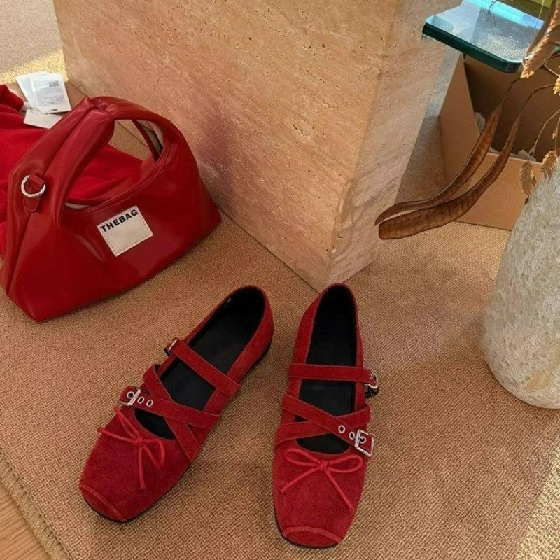 Fashion Internal Elevation 6CM Women Mary Jane Shoes Fashion Butterfly-knot Single Shoes Ladies Casual Street Style Dress Red Pumps