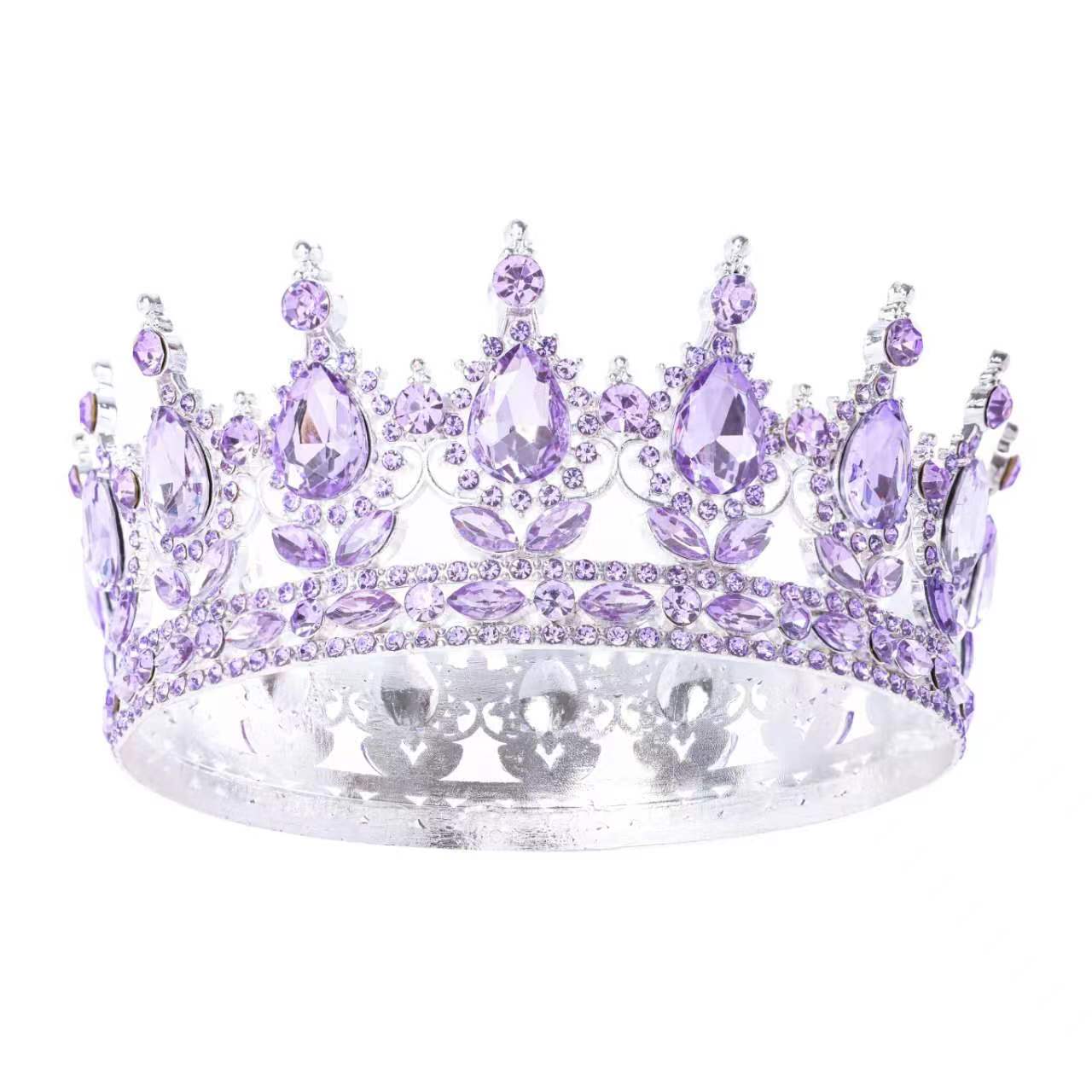 Vintage Barok Koningin Koning Bruid Tiara Kroon Voor Vrouwen Hoofddeksel Gala Bruids Bruiloft Tiara's en Kronen Haar Sieraden Accessoires white