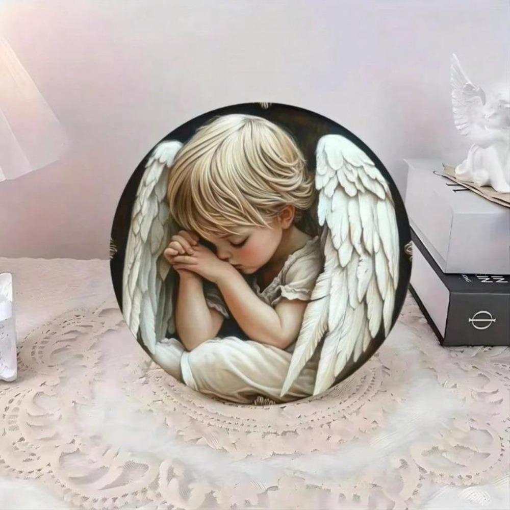 1PC Vintage Metal Art Sign Handcrafted Angel Logo Wall Decor For Bar Home
