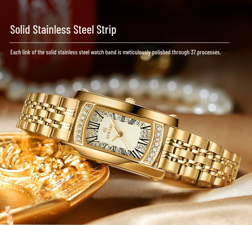 Exquisite Women's Waterproof Square Quartz Wristwatch - Light Luxury Fashion Bestseller