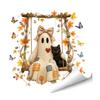 Halloween Window Cling Vintage Patch Ghost Static Clings, Thanksgiving Pumpkin Bow Maple Leaf Autumn Home Decoration Glass Stickers, Reusable