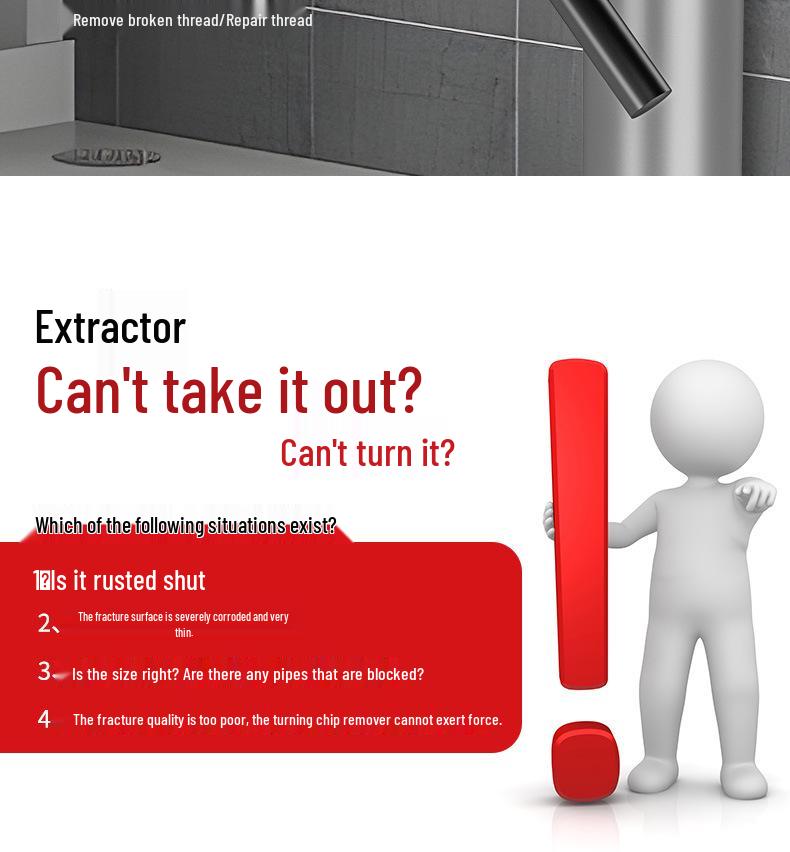 Doppelköpfiger Linksgewinde-Ausdreher für abgebrochene Wasserhahn- und Wasserrohrschrauben