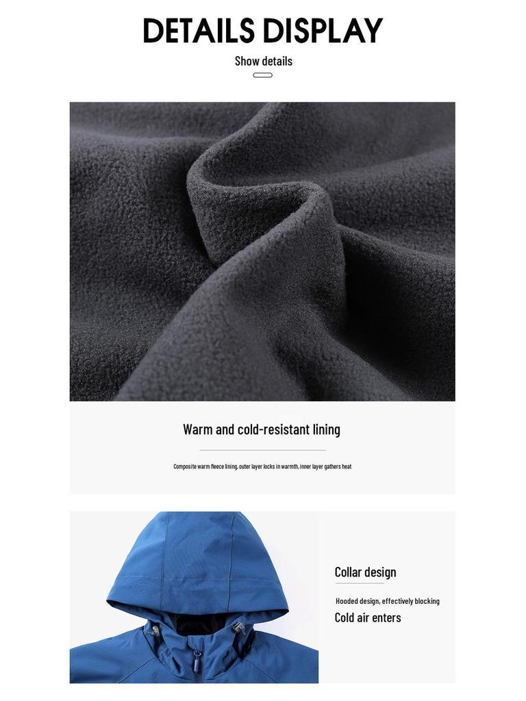 Men's Outdoor Thickened Velvet-Lined Waterproof Windproof Jacket