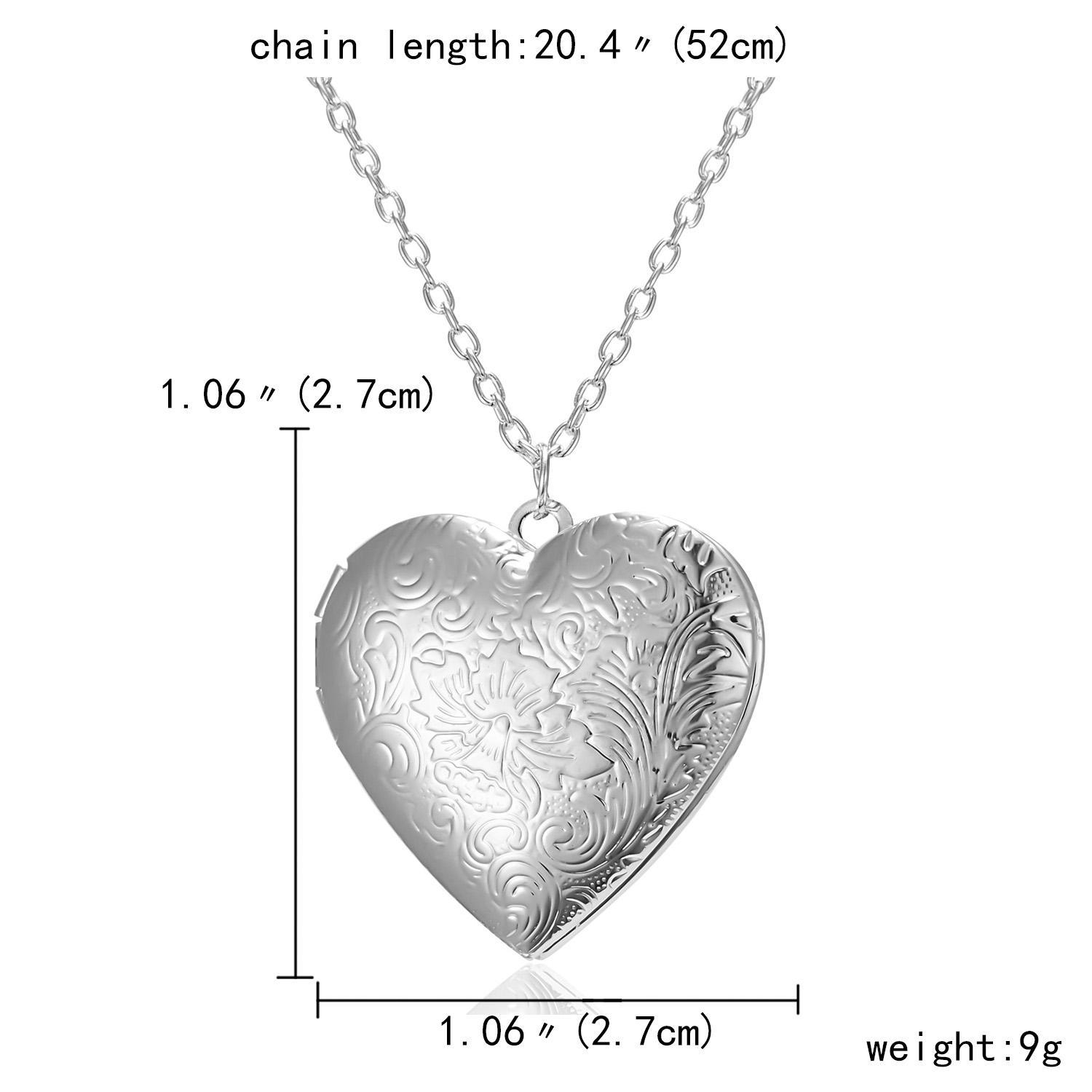 

Chain Necklace with Heart-shaped Pendants Can Openable Photo Frame Engraved Love Faith Hope Locket Pendant Necklace Family Gift 47-52CM