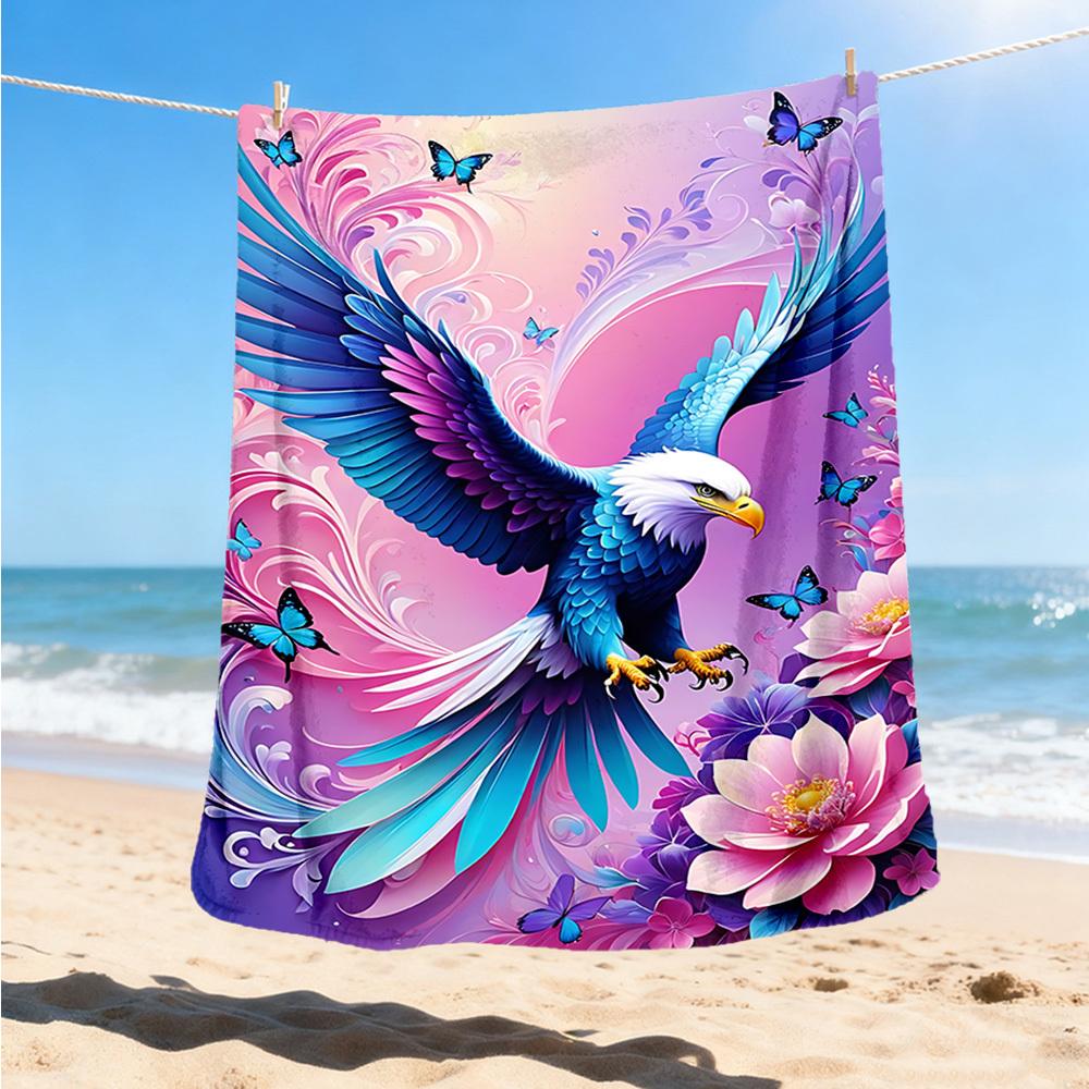 1pc Eagle Fantasy Floral Throw Blanket Polyester Fiber, Lightweight Flannel, Soft & Warm, All Season Use for Outdoor, Camping Digital Print