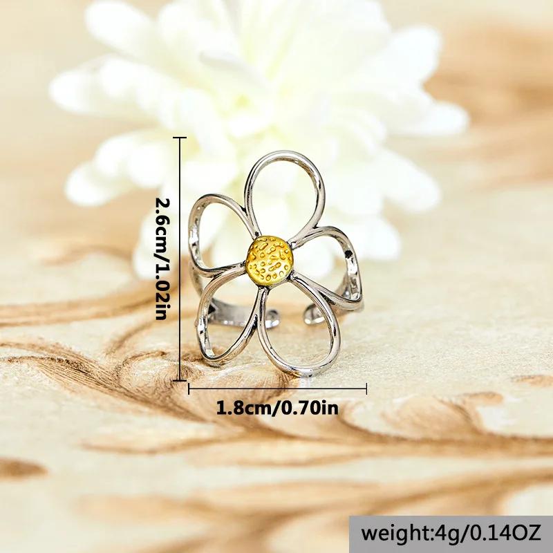 New Simple Daisy Flower Ring For Women Fashionable Personalized Daily Accessory Party Jewelry Birthday Anniversary Gifts