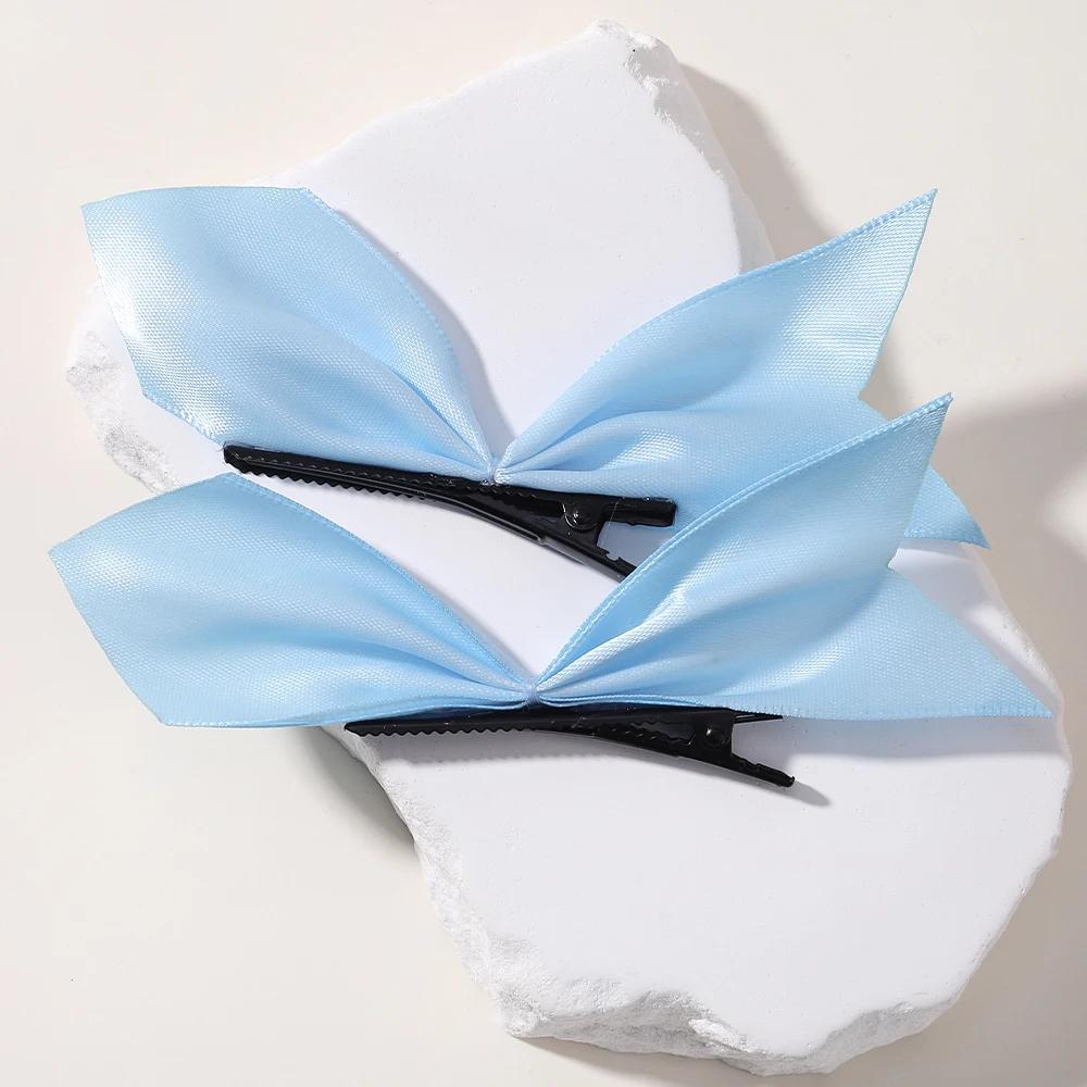 

2 шт. черно-белые ленточные банты для волос заколки винтажный бант сбоку шпилька милые заколки для девочек головной убор аксессуары для волос для женщин