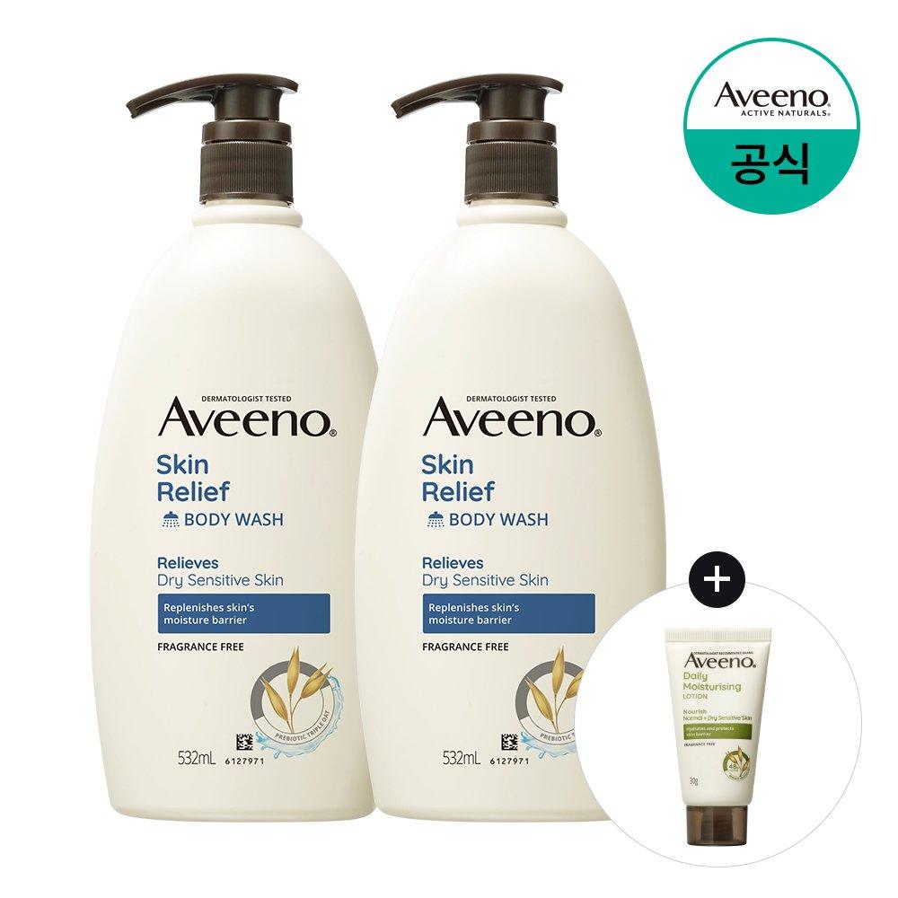 

[Daily Lotion 30g Free] [Aveeno] Skin Relief Moisturizing Body Wash 532ml x2