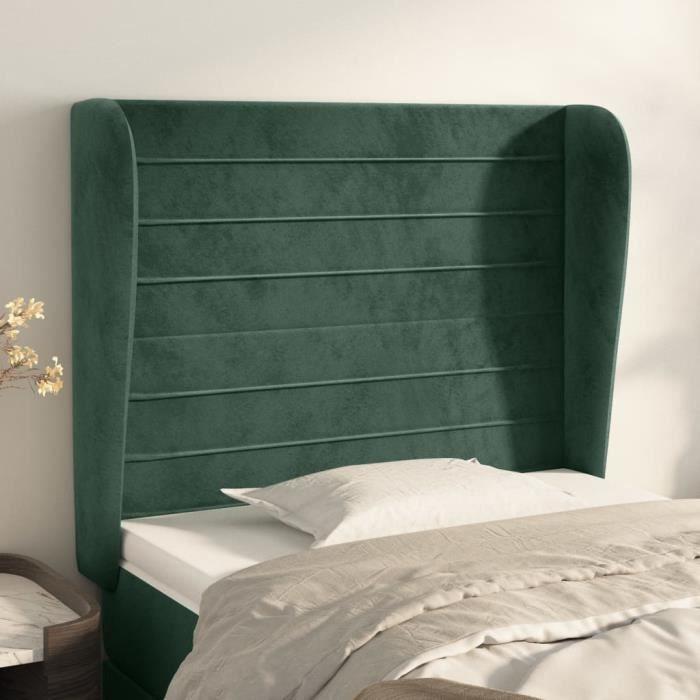 3118135 vidaXL Headboard with Ears Dark Green 93x23x118-128 Cm Velvet