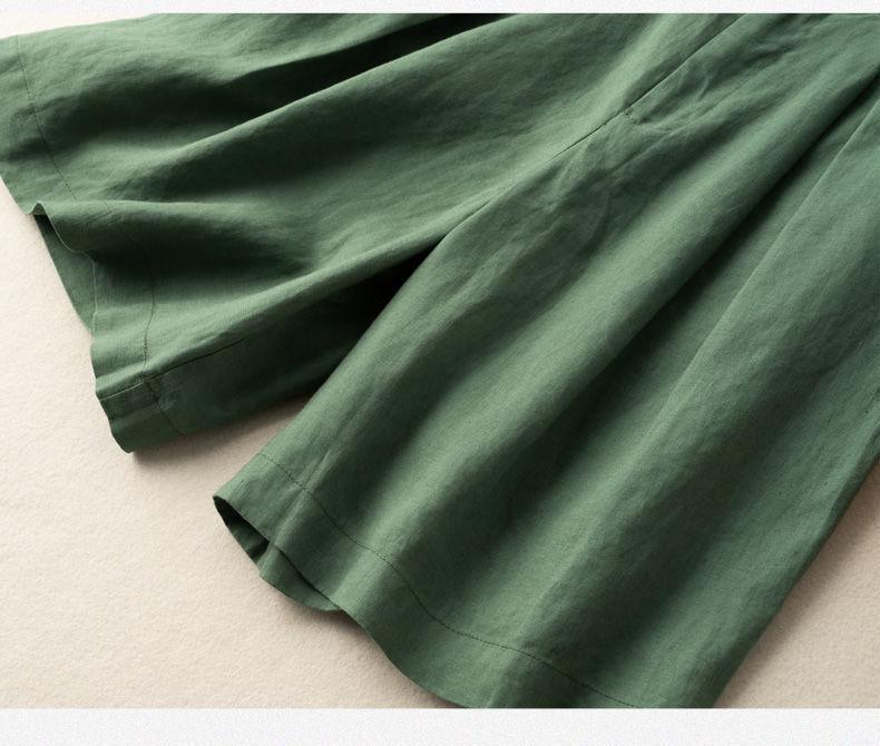 Women's Summer Cotton-Linen Wide-Leg Shorts, Loose Button-Waist, Korean Style, Plus-Size Casual Five-Point Pants
