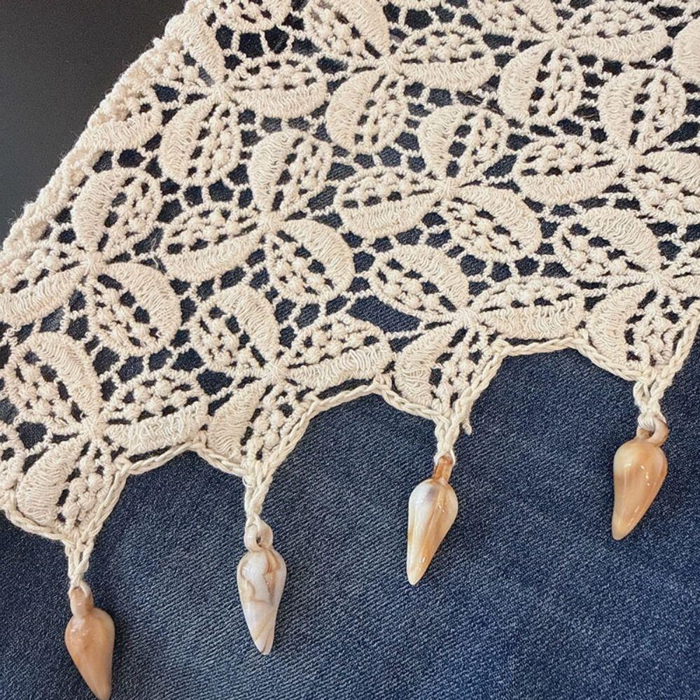 Countryside Style Hollow Out Lace Shawl Bohemian Crochet Flower Scarves  Summer