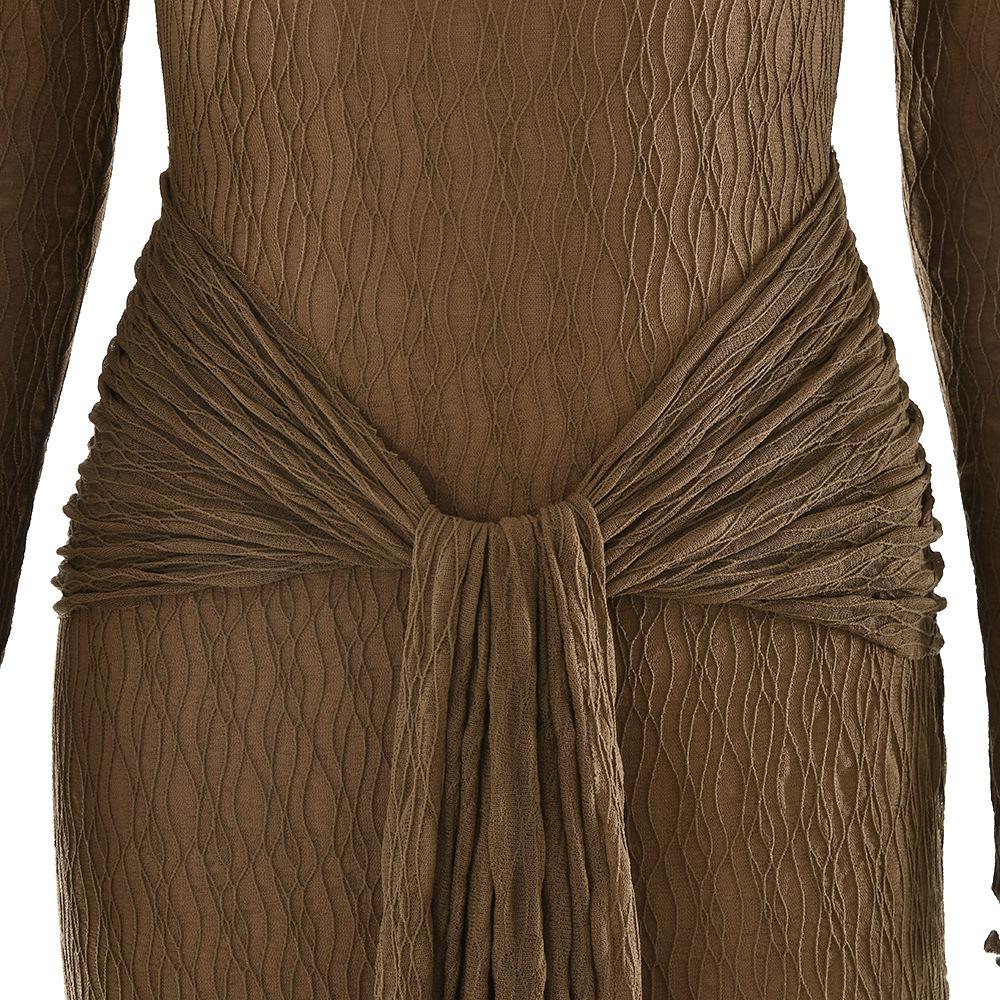 Abito da Donna alla Moda di Alta Gamma a Maniche Lunghe con Scollo Rotondo Slim Fit per Autunno Inverno Abito Lungo da Donna per Strada Spiaggia Festa