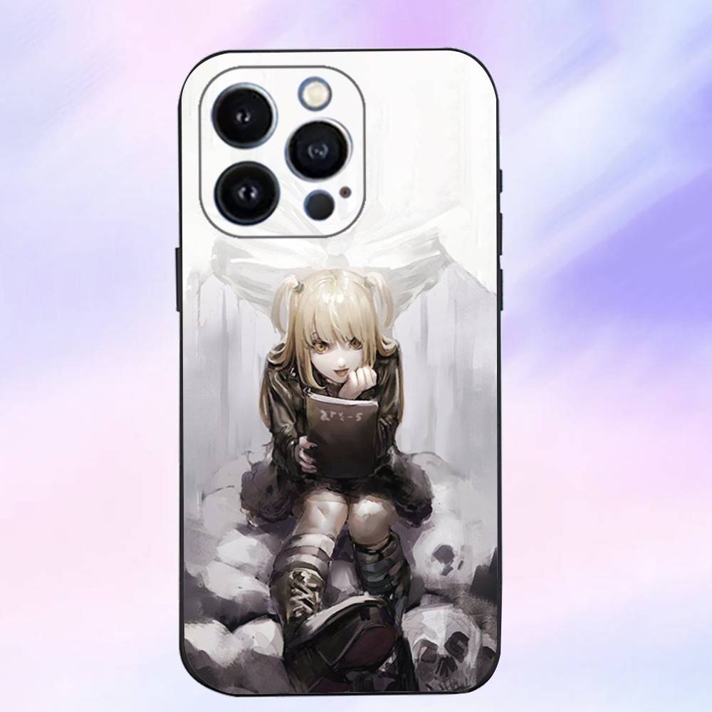 M-Misa Anime D-Death N-Note Phone Case For iPhone 16,15,14,13,12,11 Plus,Pro Max,XS,X,XR,SE,Mini,8,7,Soft Silicone Black Cover