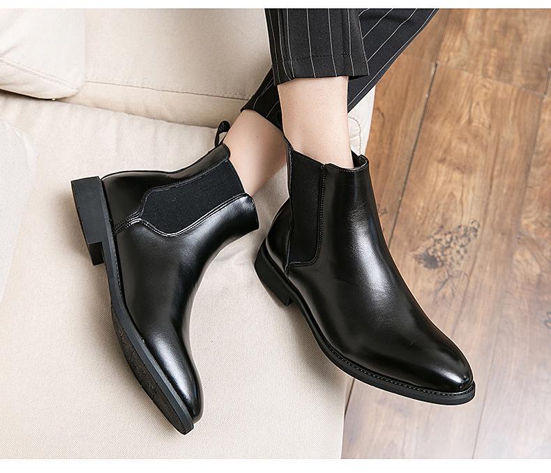 Men's Large Size Plus Velvet Chelsea Boots: European & American Style, Slip-On, Cross-Border Fall/Winter Fashion