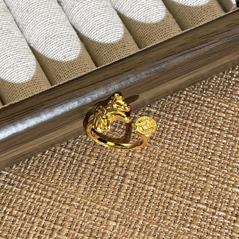 2026 Japanese Symphony Universe Personality Light Luxury Geometric Flower Ring Women's Horse Rich Simple Temperament Ring