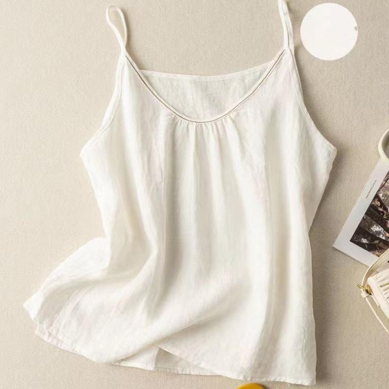 

Летняя хлопковая майка женская повседневная с квадратным вырезом без рукавов свободная летняя хлопковая майка льняная однотонная верхняя одежда литературный ретро-топ XXL