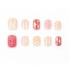 30 pieces of spring short bean nails wearing nails three-dimensional flowers star dot diamond sweet nail art nail piece fake nails