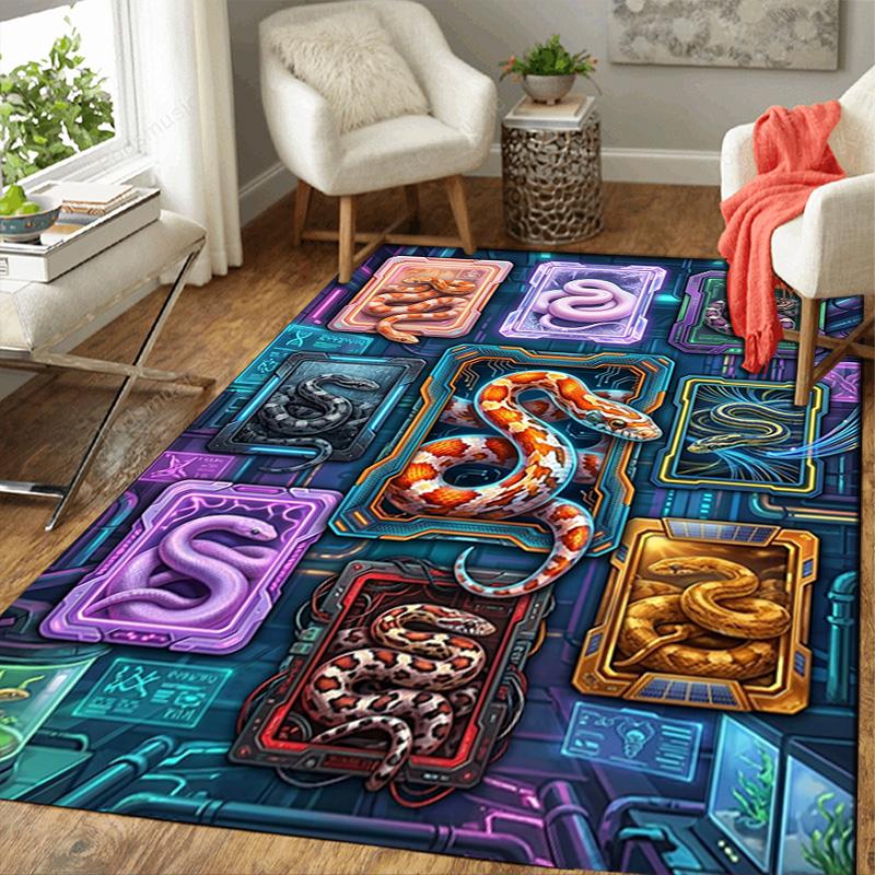 Schlangenarten Muster Teppich Bodenmatte für Wohnzimmer oder Schlafzimmer Weicher und Bequemer Teppich ein Geschenk für Geburtstag und Feiertag.