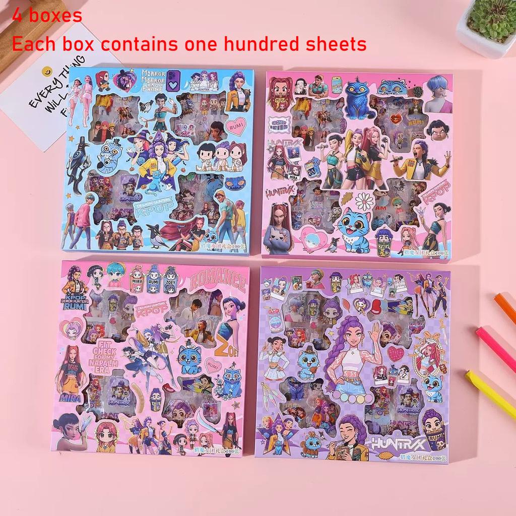 Průhledné Samolepky Dárková Krabička 100 Listů Roztomilé Kreslené Anime Samolepky DIY Scrapbooking Samolepky Vysoce Kvalitní Papír z Číny