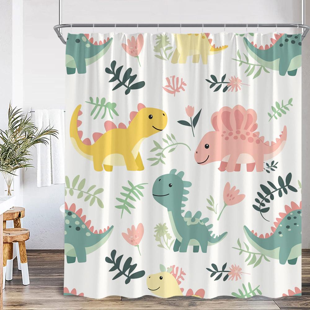 Cartoon Kids Bath Curtains Birds Rainbow Unicorns Cute Cats Fish Funny Animals Bathroom Decortaion Shower Curtain With Hooks