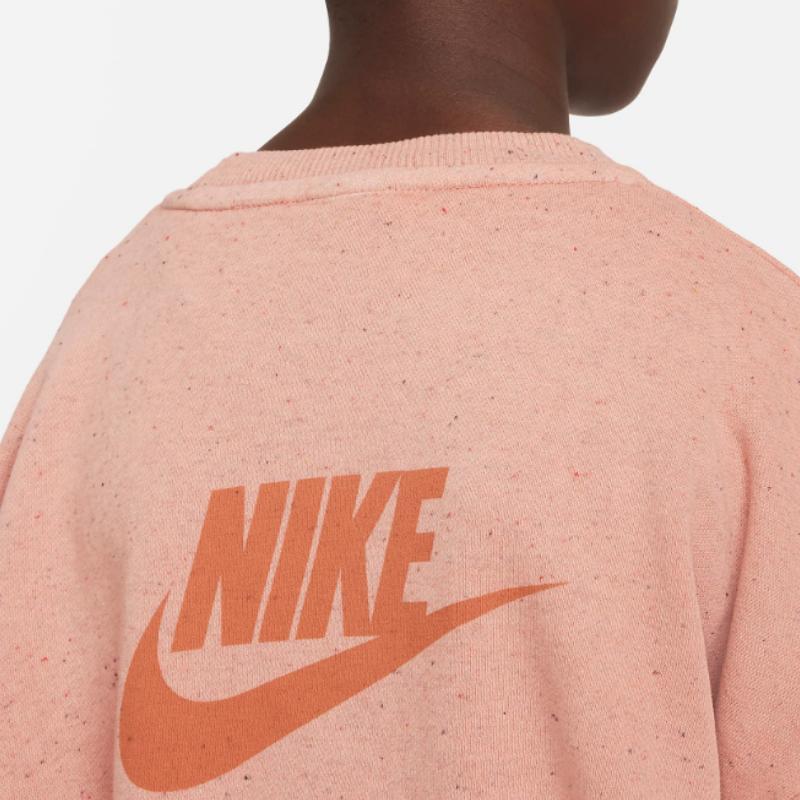 Nike Sportswear Icon Fleece Logo Print Loose Fit Crewneck Kids tops Rust DQ9002-872