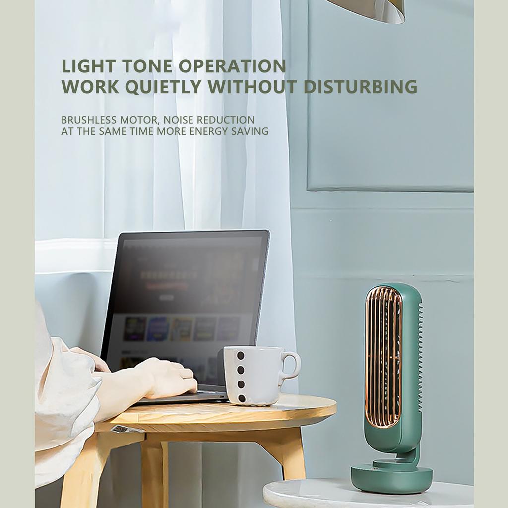 Retro Double-Leaf Tower Fan,Desktop Fan Vertical Portable Charging USB Small Fan