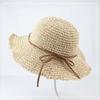 Sweet bow embroidered straw hat women's seaside vacation fisherman's hat children's summer hollow breathable straw visor
