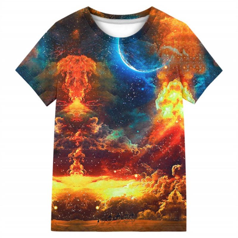 T-shirt une pièce pour enfants, motif ciel étoilé, pour garçons de 9 à 12 ans, à la mode, motif cosmique 3D, pour l'été