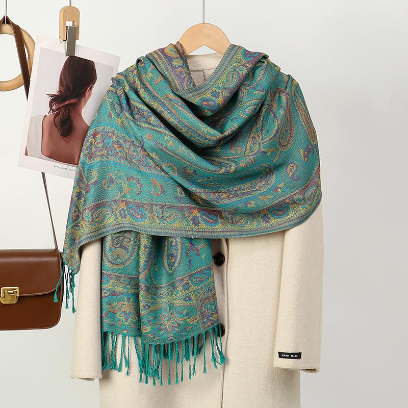 Foulard Paisley Imprime Design Hijabs Pour Femme Cachemire Pashmina Chale Dame Enveloppement Chaud Hiver Foulards Femme