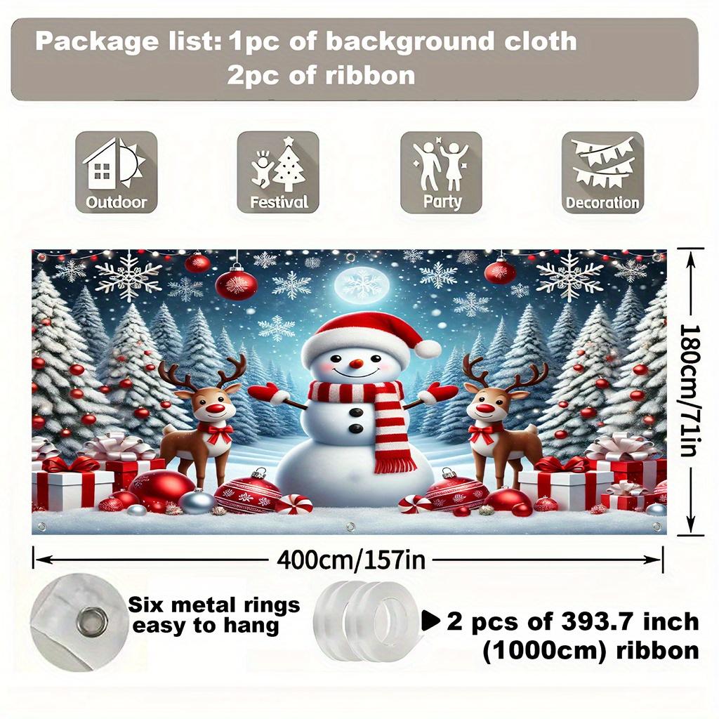 1 piece, festive snowman and reindeer Christmas background, suitable for home, outdoor, garden,garage,commercial door de