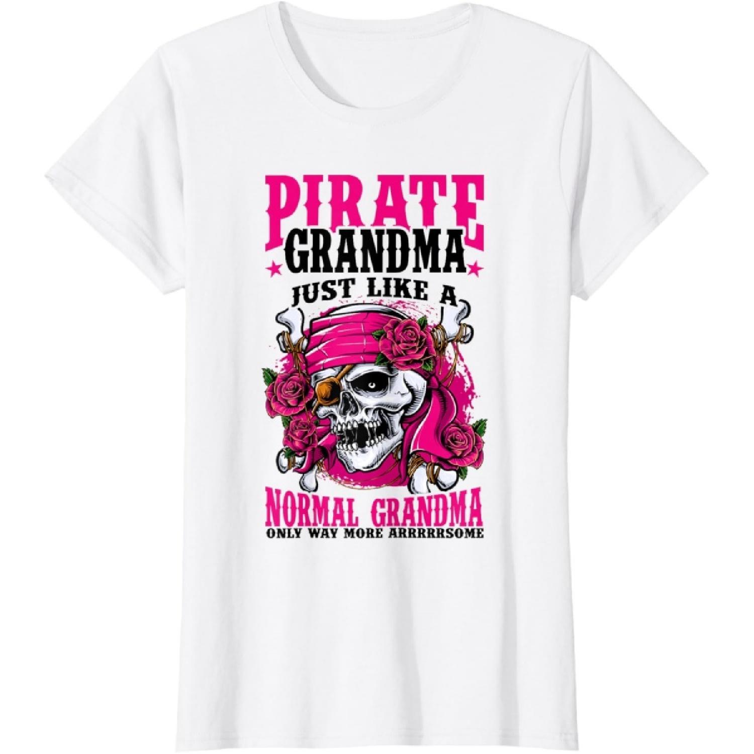 Смешная Пиратская Рубашка Женская Веселый Роджер Бабушка Флибустьер Футболка S