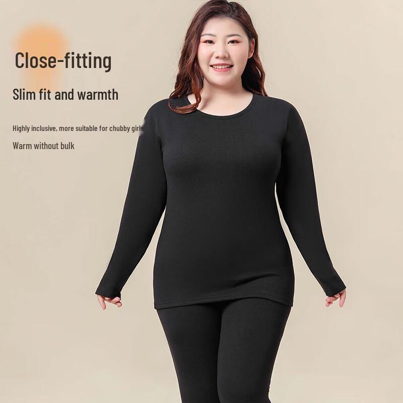 Langsash Women's Plus Size Wool Silk Thermal Underwear Set