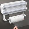 3 IN 1 Plastic Wrap Dispenser Magnetic & Self Adhesive Cling Film Dispenser Cutter Kitchen Tool Aluminum Foil Baking Paper Cutter