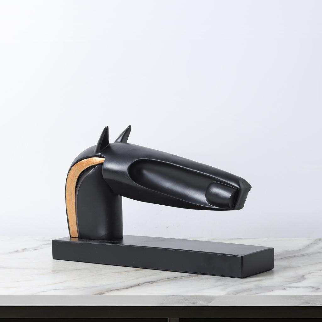 Modern Creative Abstract Horse Head Sculpture Craft Office Desktop Ornament Art Animal Horse Head Statue Indoor Aesthetic Decor