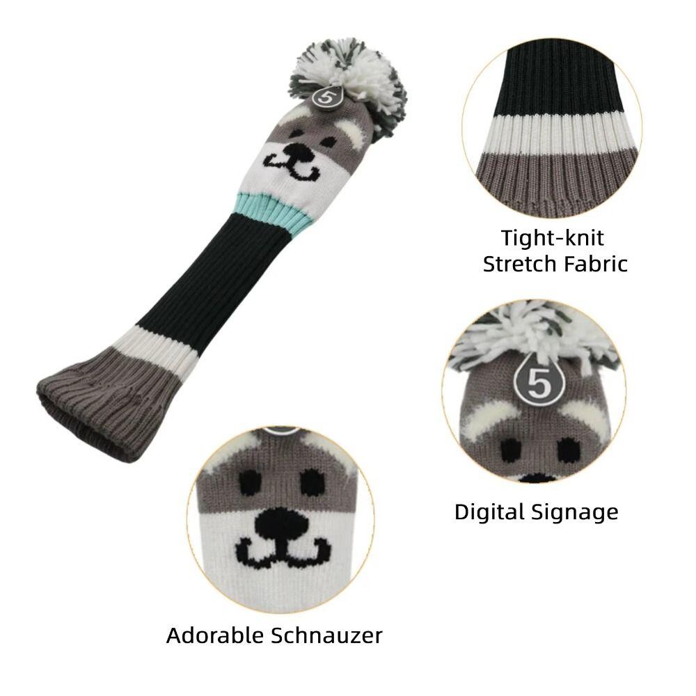 Schnauzer Designed Golf Club Headcover Protective Case Golf Knitted Sock Covers  Golf Lovers