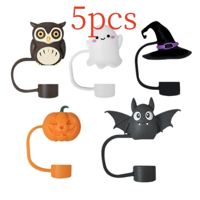 

Силиконовые соломенные колпачки, милые многоразовые пылезащитные соломенные насадки, легкоочищаемые, призрачные соломенные крышки, декор для чашек, аксессуары для вечеринки на Хэллоуин