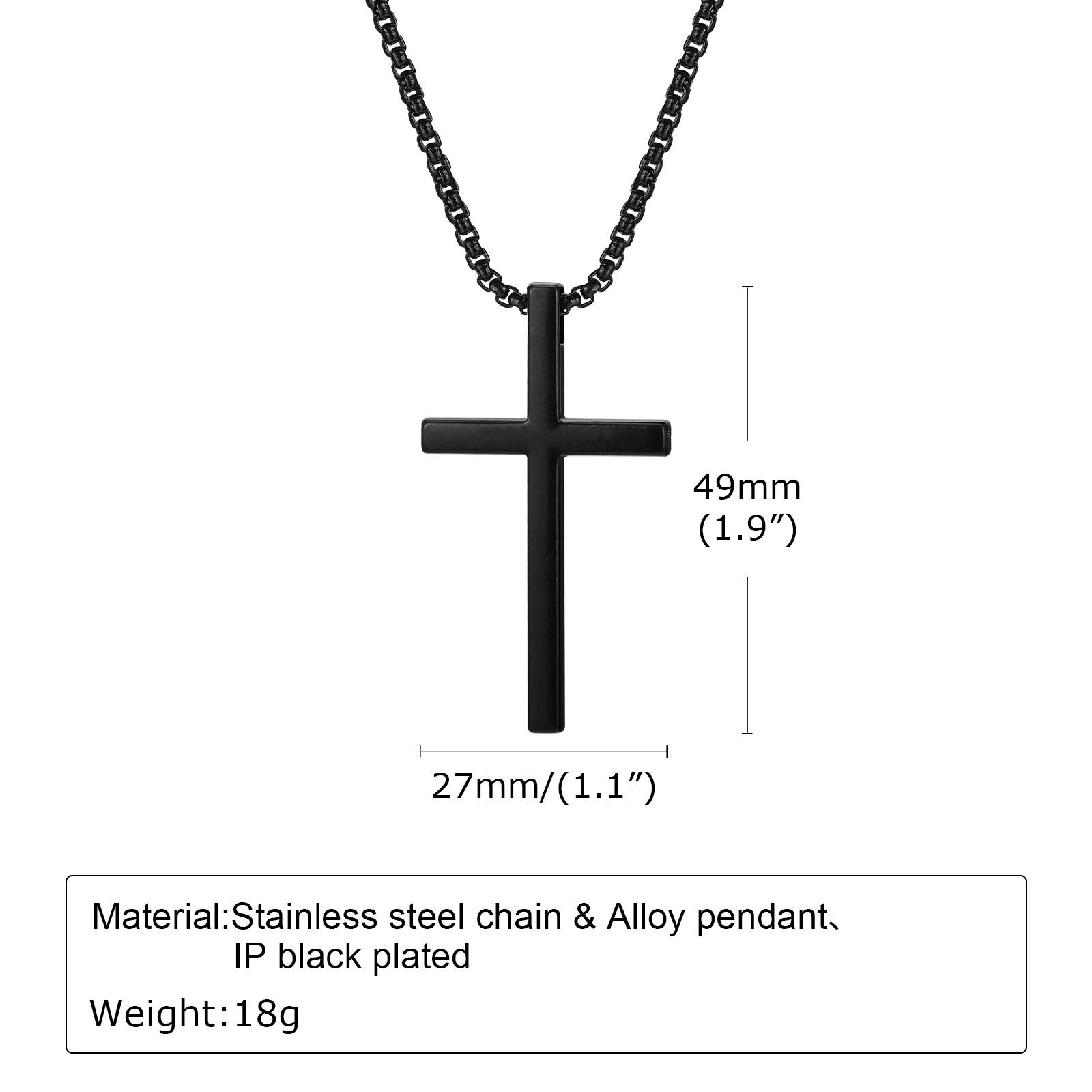 Vnox Unisex Box Chain Cross Necklaces, Men Women Stainless Steel Chain with Alloy Cross Pendant, Religious Faith Cross Necklace 55cm