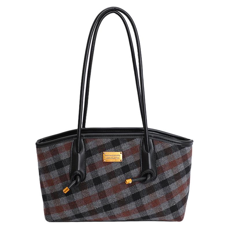 College-style Patterned Bag, Casual Single-shoulder Bag, Women's High-end Commuting Large-capacity Tote Bag