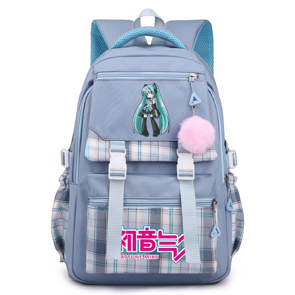 Cartoon Anime Hatsune Miku Printed Large Capacity Backpack for Teenger Student Bookbag Girl Boy Schoolbag Bookbag Women Waterproof Travel Bag