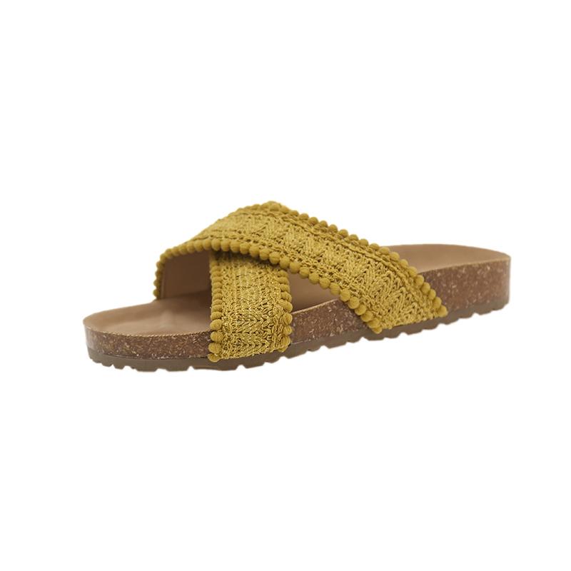 Fashion Summer Women Platform Open Toe Slippers Outdoor Cross Slip On Flats Slide Ladies Casual Beach Vacation Footwear