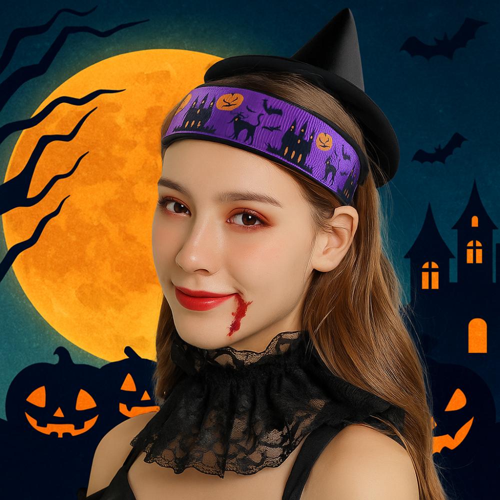 Horrible Skull Head Headband Bat Ghost Bat Print Hairband Halloween Hair Hoop  Girls/Children