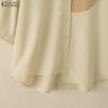 ZANZEA Women Casual Turn Down Collar Loose Patchwork Half Sleeve Blouse