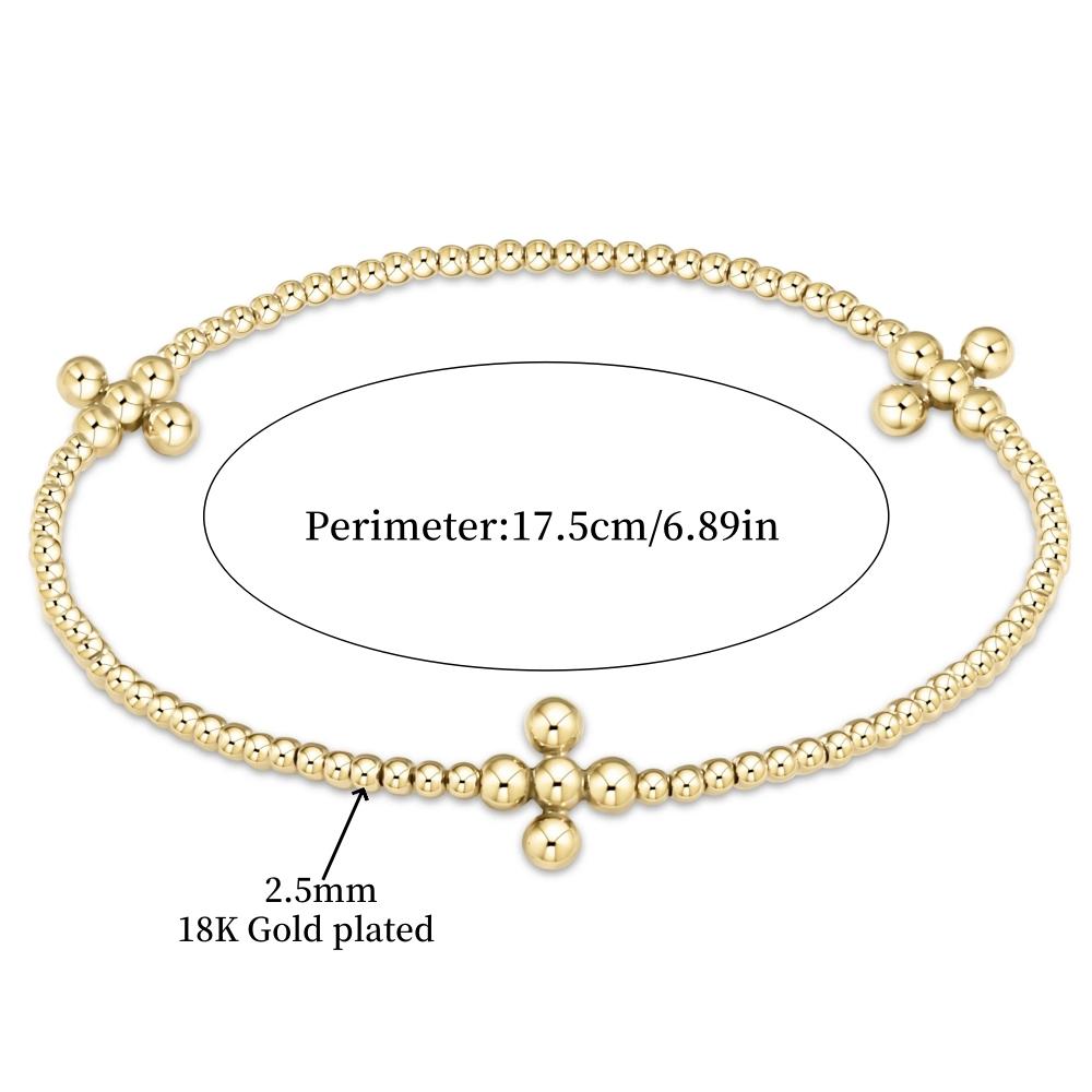

Vlen Christian Bracelets Jewellery 18 K Gold Plated Bracelet Women Cross Jewelry Waterproof Beads Pulseras De Mujer