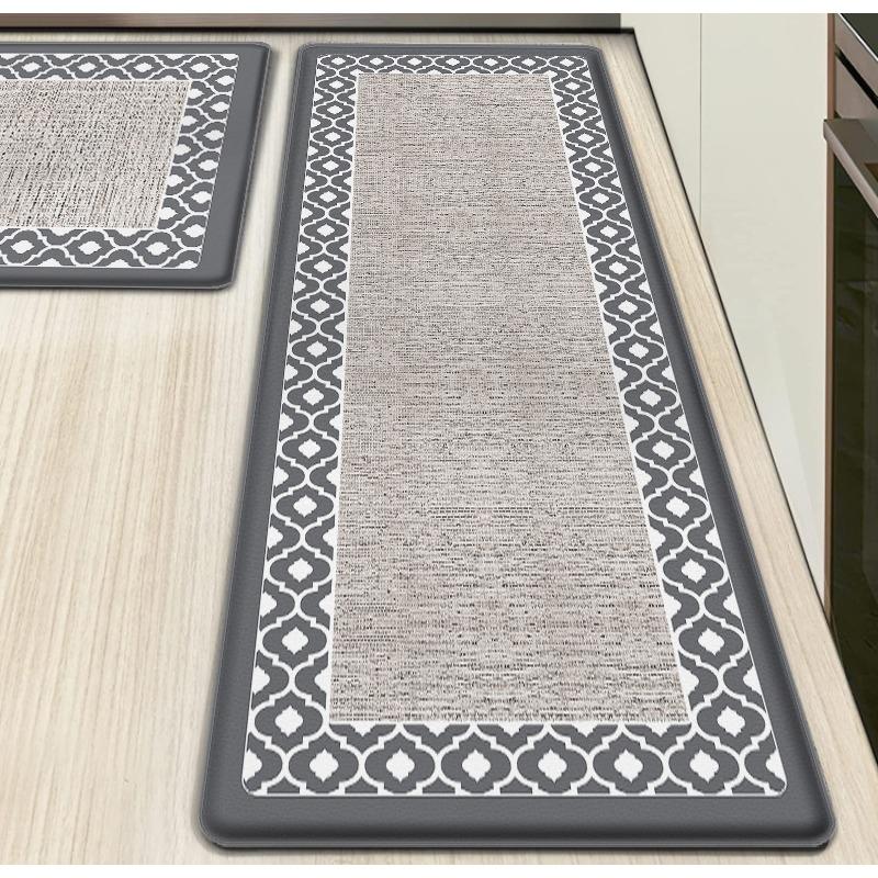 Tapis de sol de cuisine en PVC épais anti-fatigue, double cadre, imperméable, résistant à l'huile et antidérapant, cuir