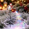 Battery Lighted Sculptures Christmas Garden Stake Light, 3D Santa/Snowman Holding Glowing Cauldron Yard Outdoor Decorative Lighting for