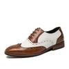 Męskie Retro Brytyjskie Skórzane Buty Brogsy - Blok Kolorystyczny Casualowe Buty Eleganckie na Wesela i Sesje Fotograficzne, Dostępne w Dużych Rozmiarach