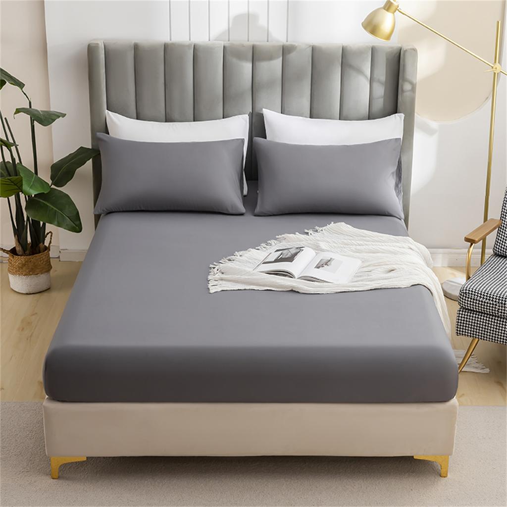 2 People Luxury Double Mattress Protector Soft Comfortable Breathable Solid Color Fitted Bedding Cover No Pillowcases Included